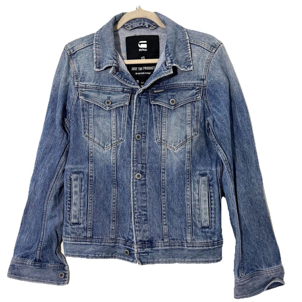 G Star Denim Jacket Mens XS Blue Distressed Deconstructed 3D Slim Fit - Picture 1 of 8